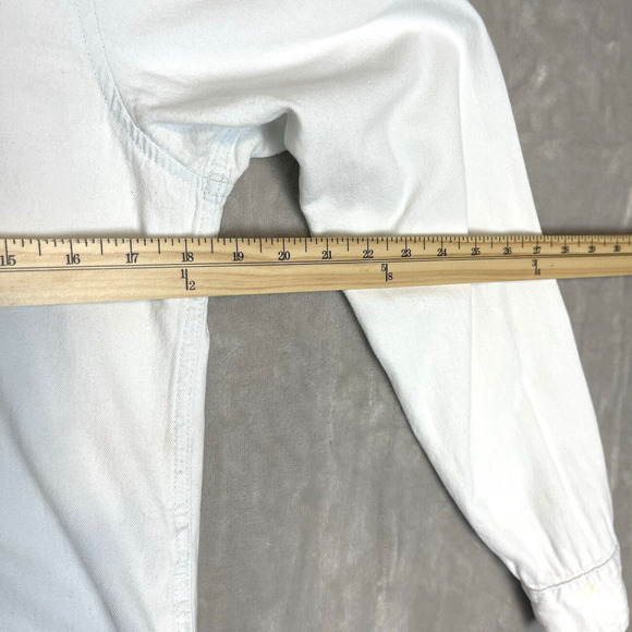 Pull & Bear Mens Small Slim Fit Icy White Cotton Denim Shirt Preppy Geek - Picture 9 of 12